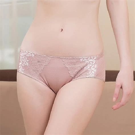 New 100 Silk Triangle Briefs Female Lace Sexy Breathable Silk Waist Pocket Hip Underwear Women