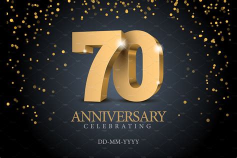 Anniversary 70 Gold 3d Numbers Poster Template Anniversary 70th