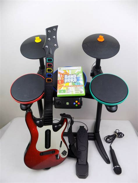Like New Xbox 360 Guitar Hero Band Hero Bundle Drum Guitar Game