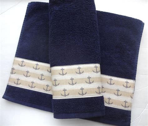 Beach Ocean Themed Bath Towels Anchor Bath Towels Hand Etsy