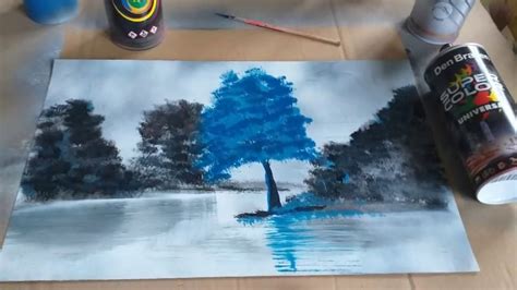 Slow Motion No One Else Blue Tree Acrilic Painting Spray Painting