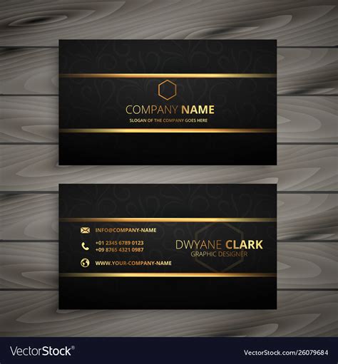 Black And Gold Premium Business Card Design Vector Image