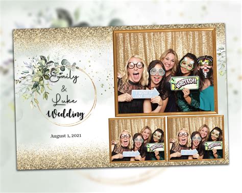 Wedding Photo Booth Template With Gold Glitter Eucalyptus Etsy