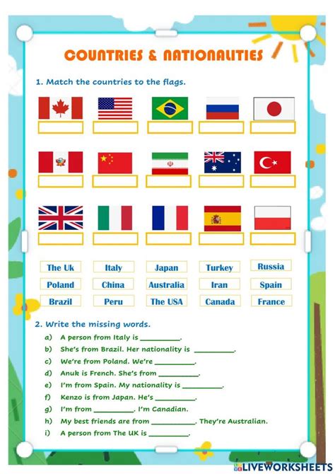 Elt Nationalities And Countries 5º Worksheet English Lessons For Kids