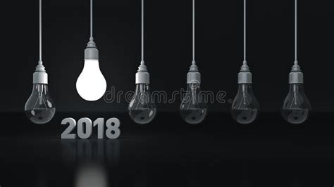 2018 New Year Sign Inside Light Bulbs Stock Illustration