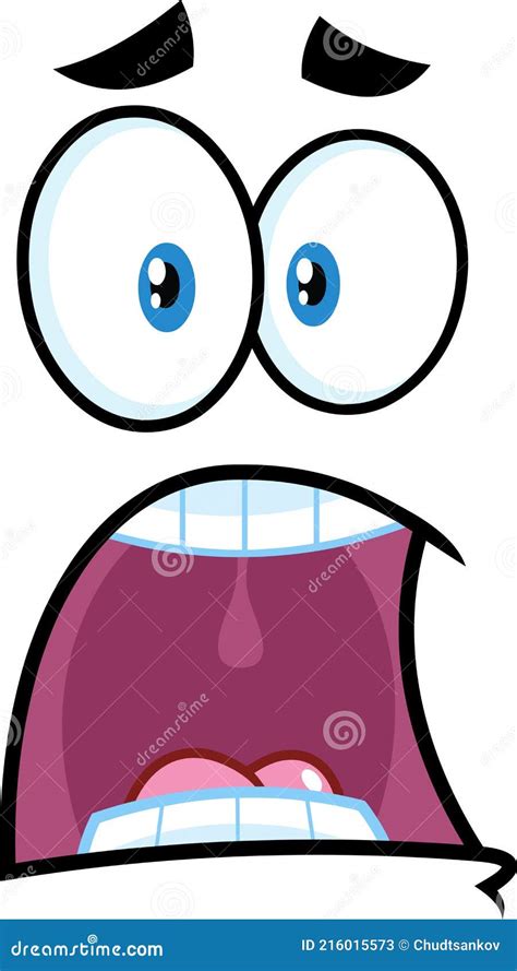 Shocked Cartoon Funny Face With Facial Expression Stock Vector
