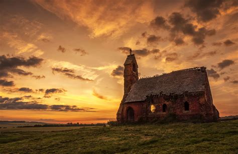 Sunset At Cottam Scenic Country Church English Countryside