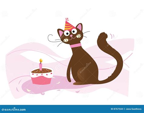 Happy Birthday Cat Stock Vector Illustration Of Pink 8767544