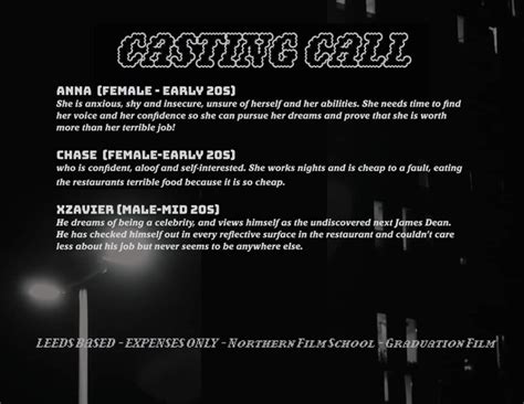 Casting Call Anna Female Early 20s Chase Female Early 20s Zauier