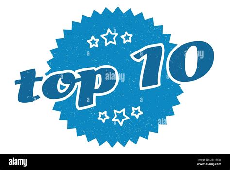 Top 10 Sign Top 10 Round Vintage Retro Label Top 10 Stock Vector