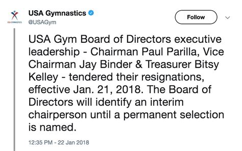 Abc News On Twitter Just In Usa Gymnastics Board Of Directors