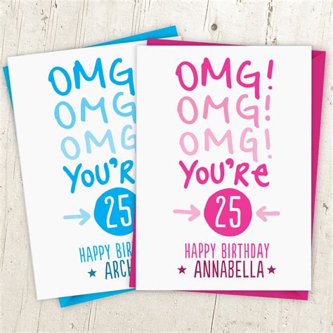 Omg Omg Omg Personalised Birthday Card Etsy Uk