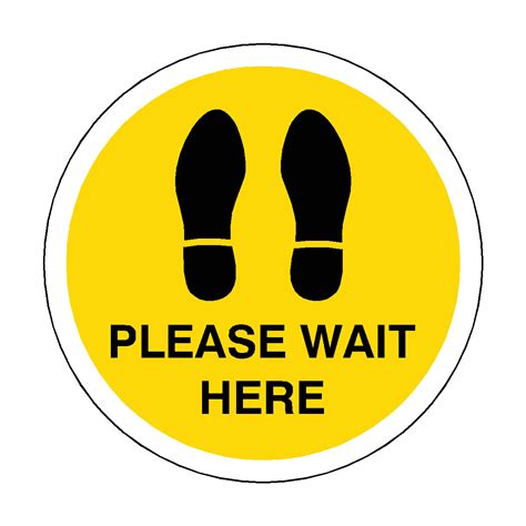 Please Wait Here Floor Sticker Yellow Safety Uk