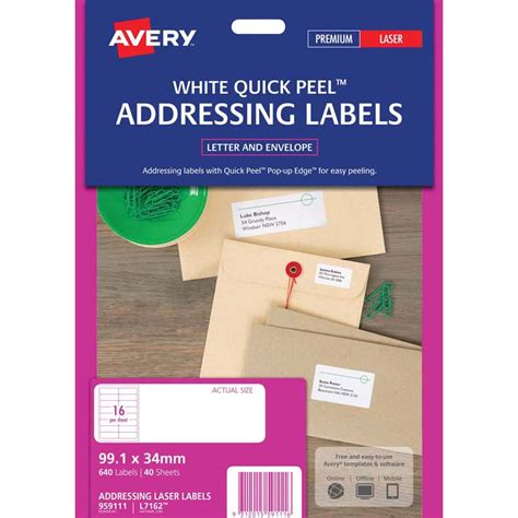 Hobby Land Avery Address Labels L7162 White 16up 40 Sheets Laser 99