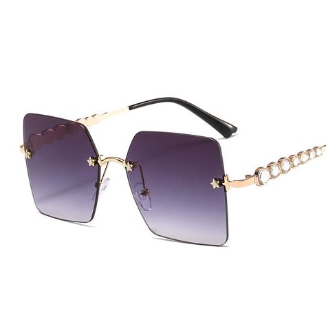 new arrival frameless square sunglasses women s luxury sun glasses oversized rhinestone frame
