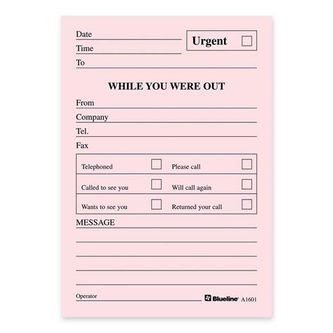 Blueline A1601 Telephone Message Pad Madill The Office Company