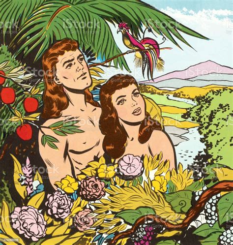 Adam And Eve In Garden Stock Illustration Download Image Now Istock