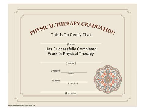 Physical Therapy Graduation Certificate Template Download Printable Pdf