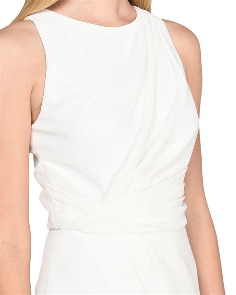 Badgley Mischka Jewel Neckline Ruched Evening Gown In White Lyst