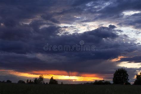 Epic Sunset With Moody Clouds Stock Photo Image Of Forest Wheat