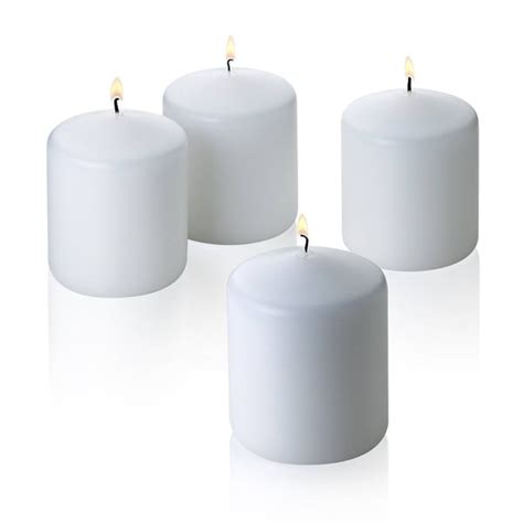 Set Of Four White Unscented Pillar Candles Free Shipping On Orders