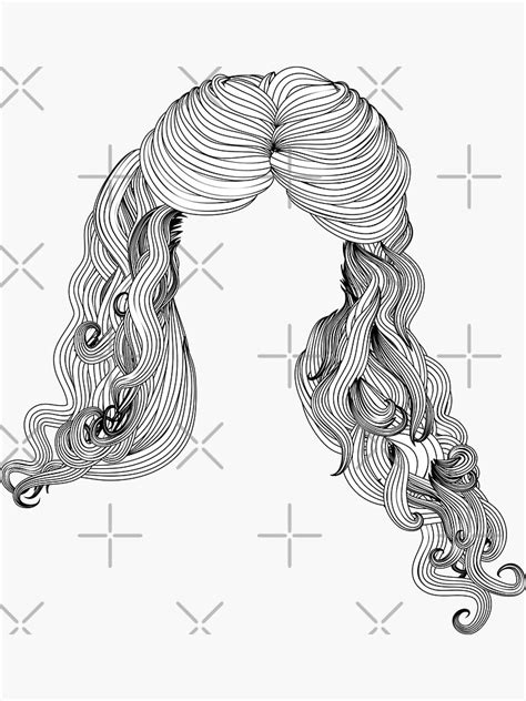 Curly Hair Style In Black And White 2 Sticker For Sale By Annartshock Redbubble