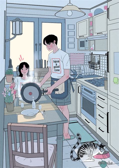 This Korean Artist Giving Serious Couplesgoals Through His Illustration Drawing Ilustrasi