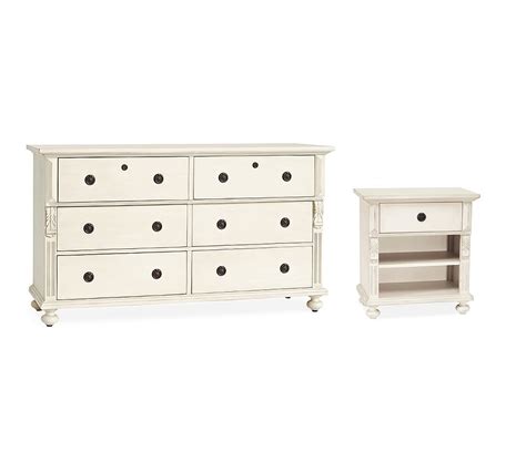 White nightstands & bedside tables : Sofia Extra Wide Dresser & Bedside Table 3-Piece Set ...