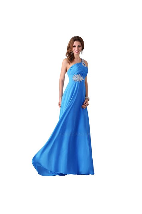 a line one shoulder beaded long blue chiffon prom evening formal dresses ed011660