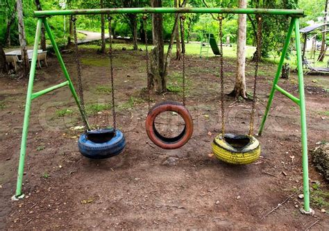 Old Playground Tire Swing Stock Image Colourbox