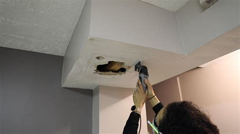 Step by step tutorial on how to repair a hole in the ceiling. How to Repair a Large Drywall Hole in Your Ceiling ...