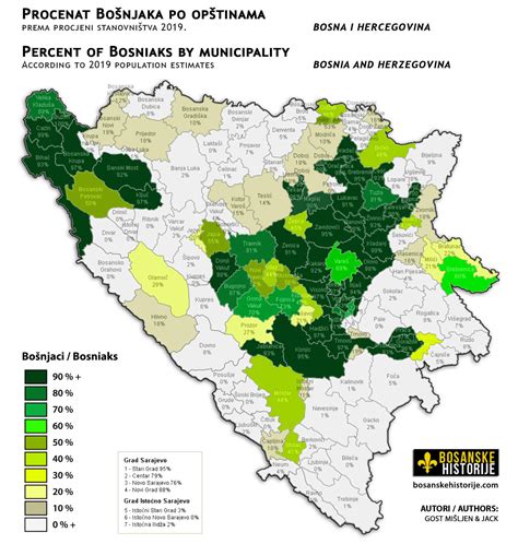 Bosniaks In Bosnia And Herzegovina By Municipality 2019 Europe Map