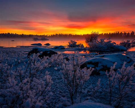 1280x1024 Lake Nature Snow Sunset 1280x1024 Resolution Hd