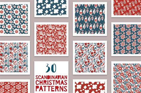 30 Scandinavian Christmas Patterns Graphic Patterns Creative Market