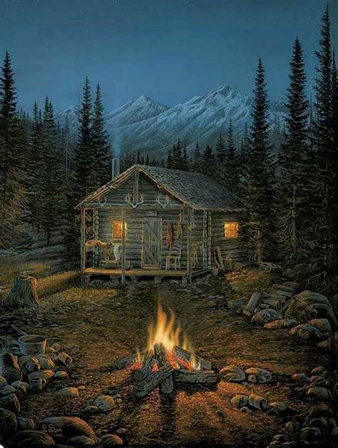 Not Real But Still Pretty And Peaceful Cabin Art Country Art Cabin