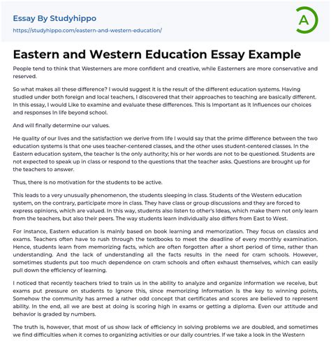 Eastern And Western Education Essay Example