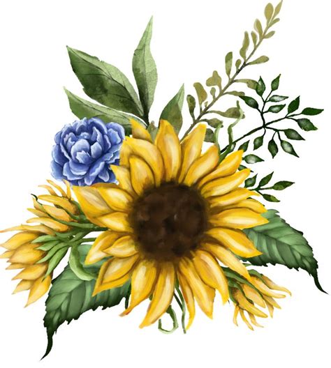Sunflower Watercolor Wreath & Bouquets Sunflowers Clipart | Etsy in
