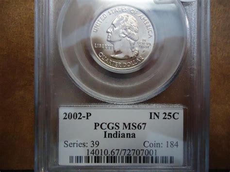 2002 P Indiana Quarter Pcgs Ms67