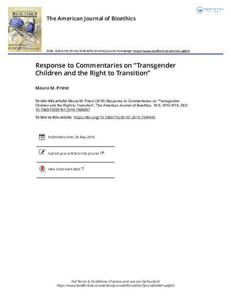 Pdf Response To Commentaries On Transgender Children And The Right