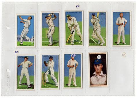 Set Of 9 Vintage Cricket Trading Cards 8 Players Cigarettes