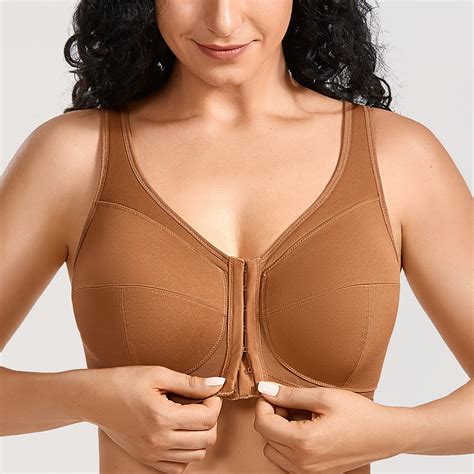 Womens Front Closure Bra Wireless Back Support Full Coverage Posture