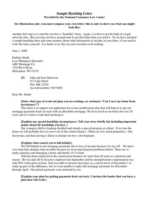 Foreclose Hardship Letter Foreclosure Mortgage Loan