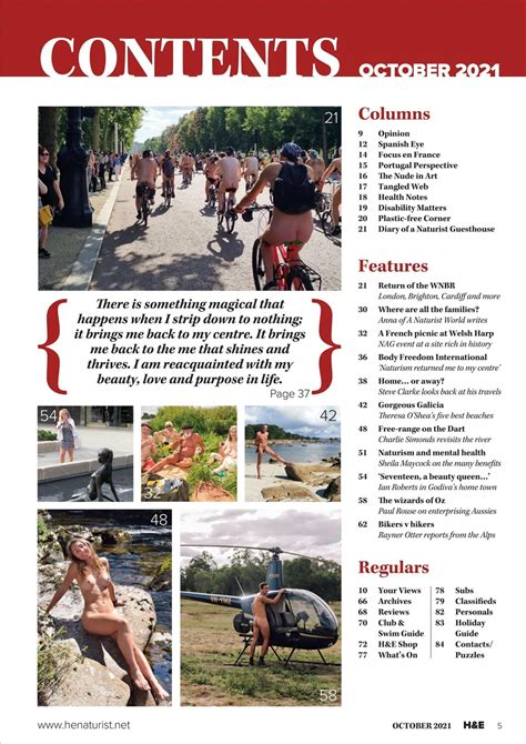 Hande Naturist Magazine October 2021 Back Issue