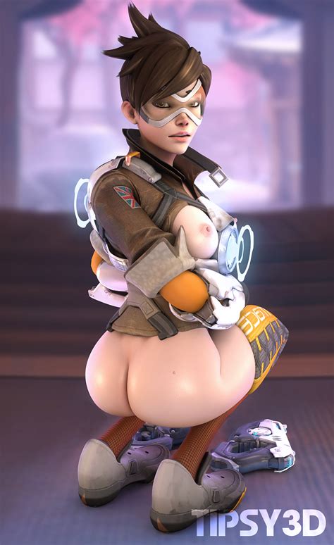 rule 34 1girls 3d ass breasts breasts out butt crack female overwatch solo tipsy3d tracer
