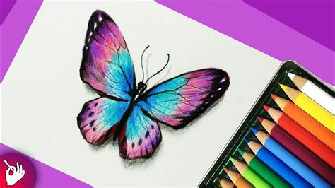 How To Draw A Butterfly With Colored Pencils Pencil Drawing Youtube