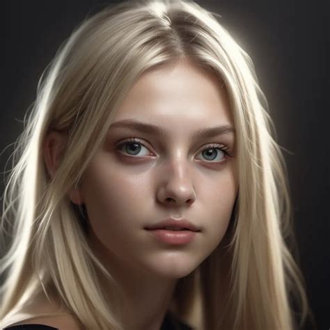 captivating photorealistic portrait of a beautiful blonde girl muse ai