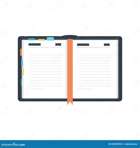 Open Diary Planner Or Notebook Vector Illustration In Flat Style