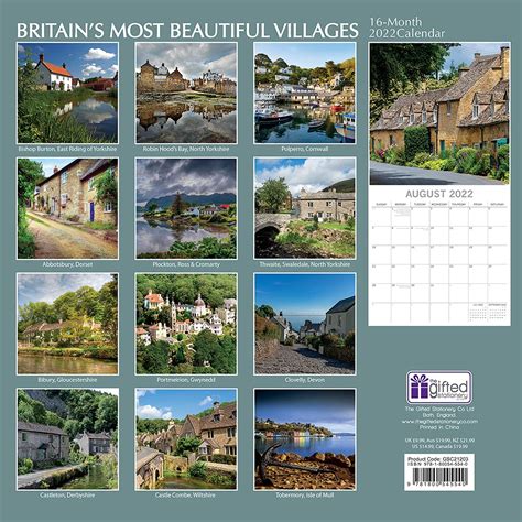 2022 Wall Calendar Britains Most Beautiful Villages 12 X 12 Inch
