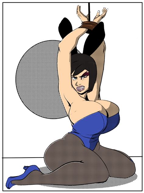 Rule 34 Arms Up Artist Request Ass Big Breasts Black Hair Blue Bunnysuit Bondage Breasts Bunny