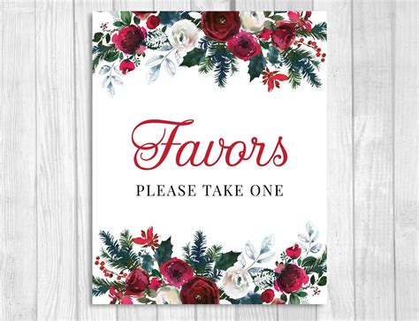 Favors Please Take One 5x7 8x10 Printable Winter Wedding